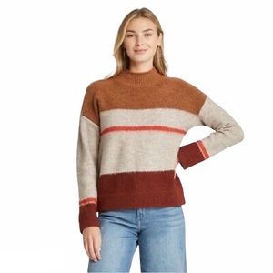 Universal Thread Striped Mock neck Sweater Size L